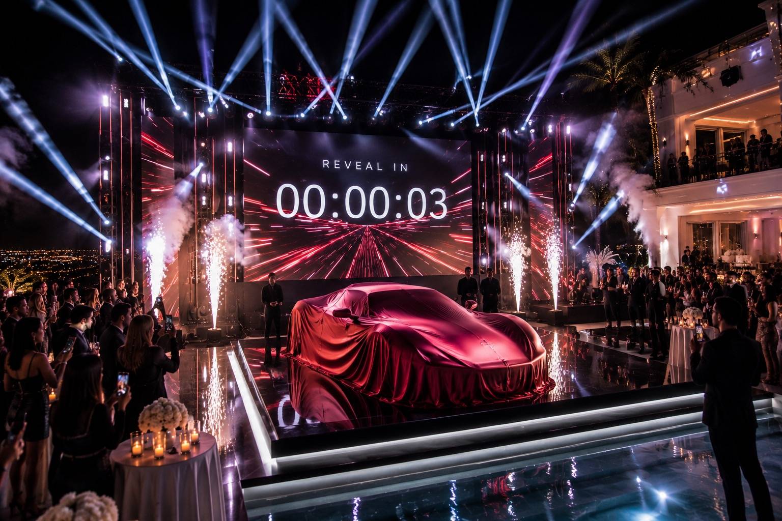 Large outdoor LED wall installation with high brightness at a Los Angeles venue