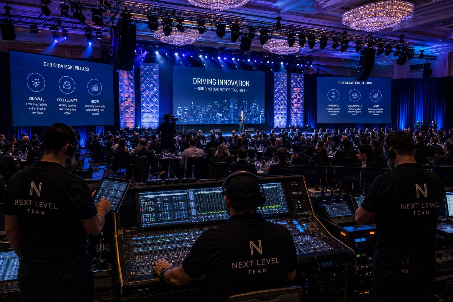 Professional sound system and moving-head lighting rig at a Los Angeles wedding reception by DJ Next Level Entertainment