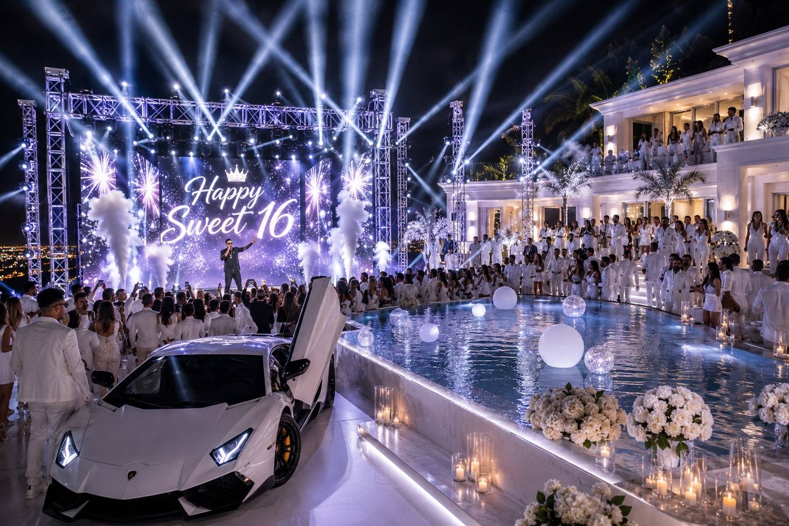 Sweet 16 lighting and sound production for a luxury celebration
