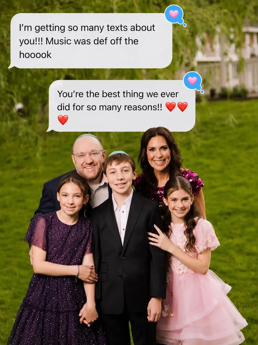 A family celebrating a Bat Mitzvah at a Los Angeles-area event produced by DJ Next Level Entertainment